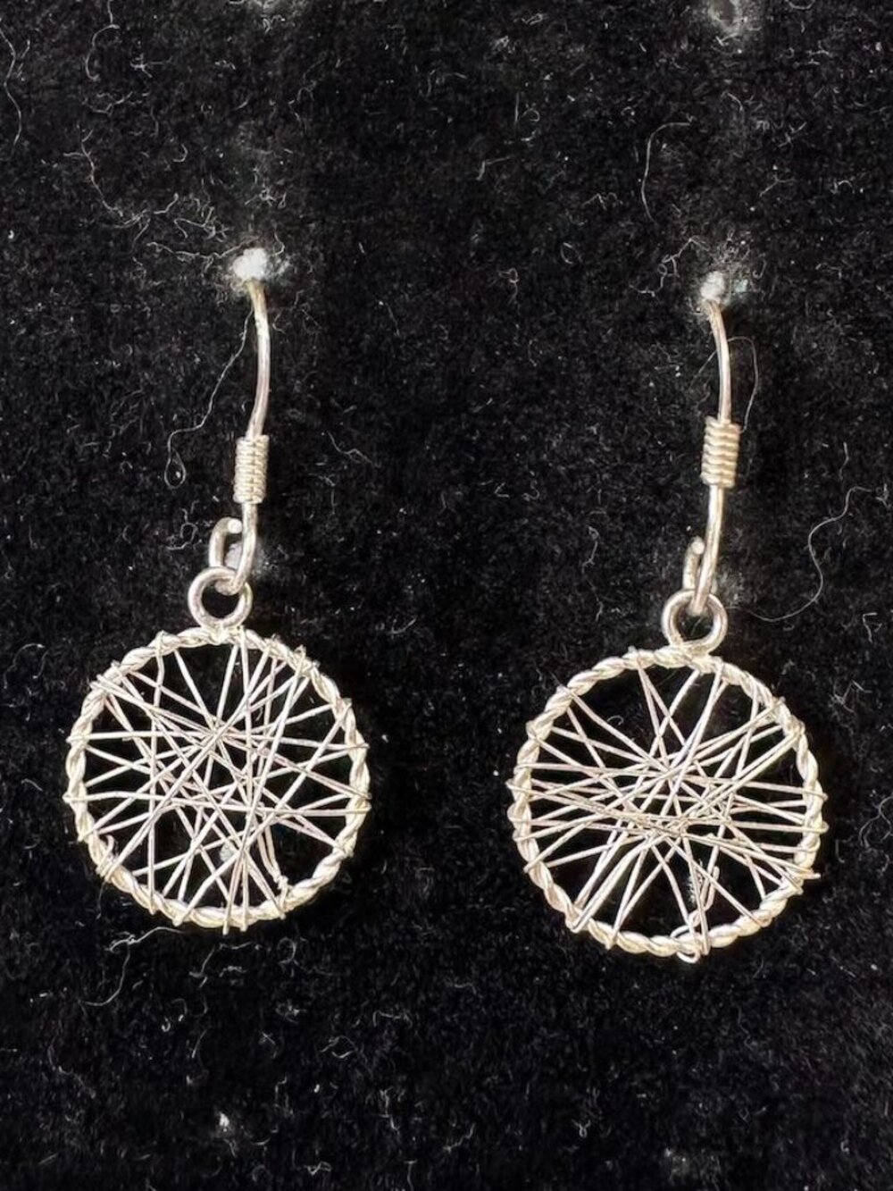 Sterling Silver Small Dream Catcher Dangle Earrings